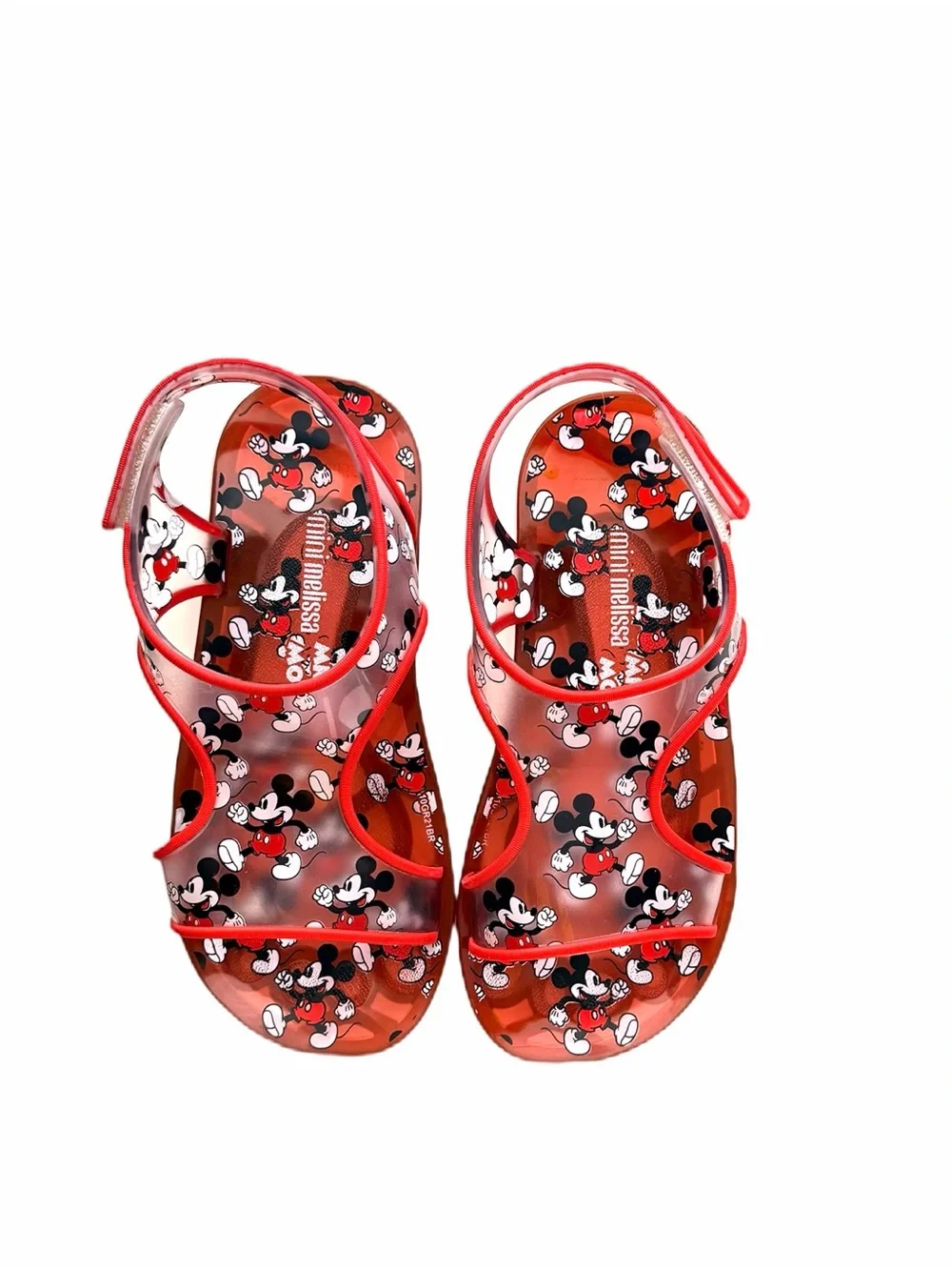 Mini Melissa Girl's Acqua+Mickey Mouse Flat Jelly Sandals Size US 3